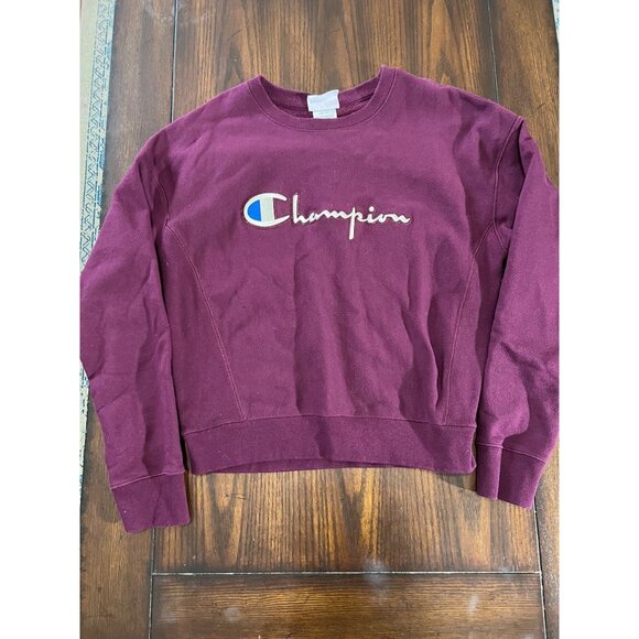 Champion Crewneck Reverse Weave Sweatshirt Maroon Red Heavyweight Womens Small - Picture 1 of 7